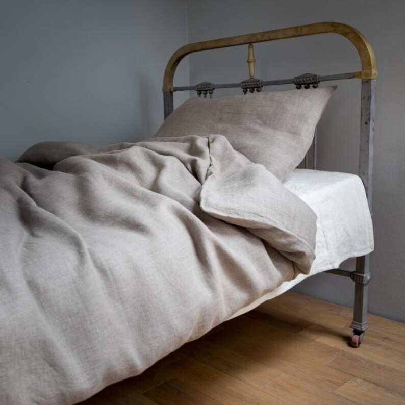 Real Linen Color Natural Bedding Light Moccha Wedding Present Housewarming Gift Birthday
