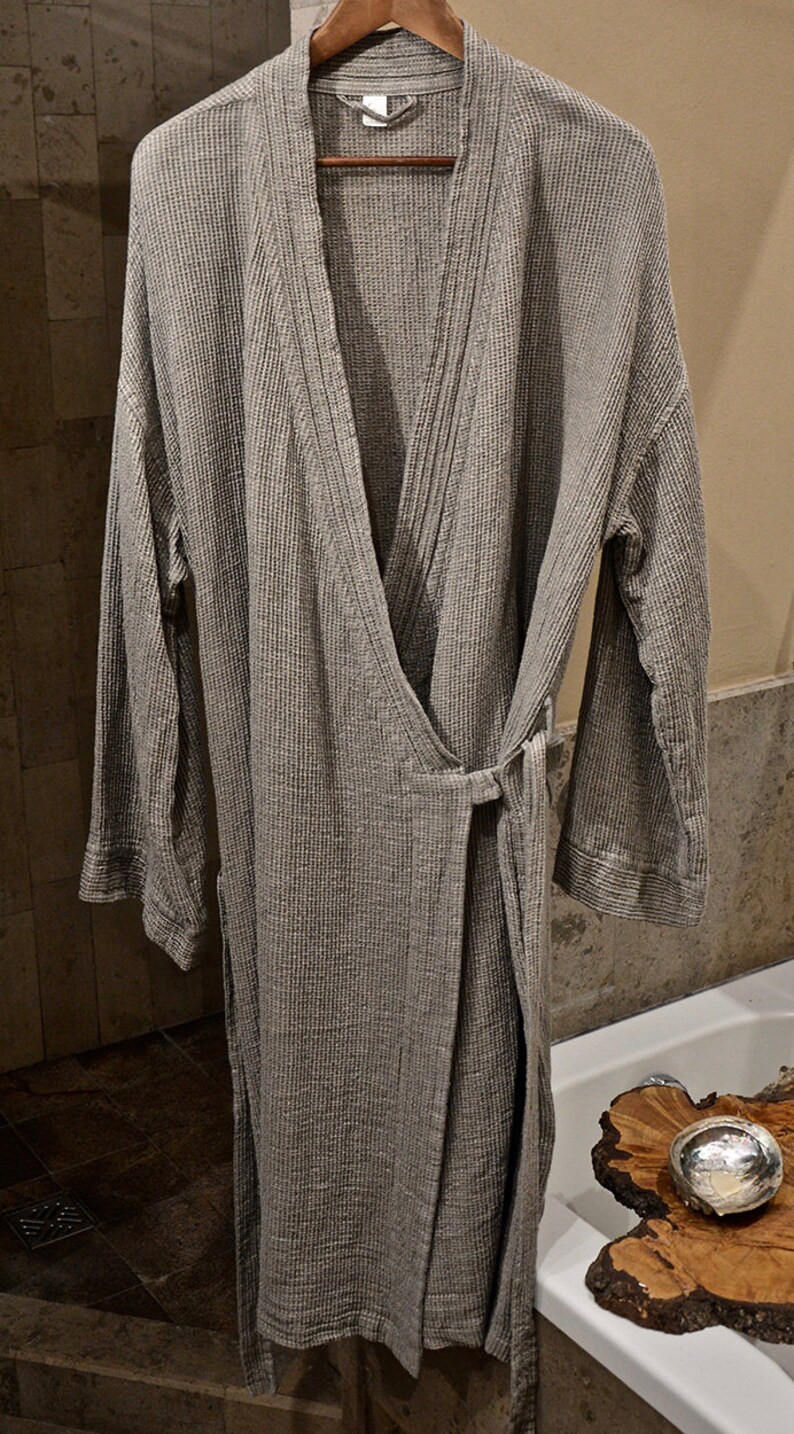 Natural Linen Robe, Robe For Her, Gray Linen Robe, Kimono Linen Robe, Linen Gift image 6