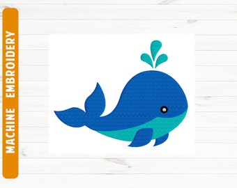 Whale machine embroidery PES files Dst embroidery file Whale embroidery design