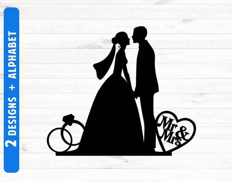 Download Wedding silhouette cake topper Weddong silhouette clipart | Etsy