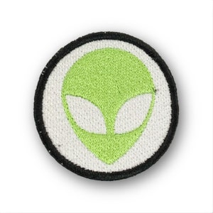 Alien Head Green Embroidered 2.5 Inch Iron On Patch