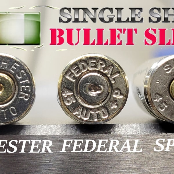 15 Pack Of Nickel 45 Bullet Slices. Choose WINCHESTER, FEDERAL, or SPEER. Machine Sliced, Squared And Polished. Ready For Your Ammo Jewelry!