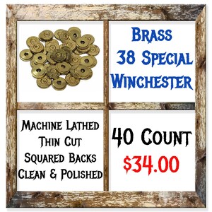 Forty (40) Pack Of Brass Winchester 38 Special. Machine Sliced, Squared, And Polished Spent Ammo For Ready To Use For DIY Bullet Jewelry!