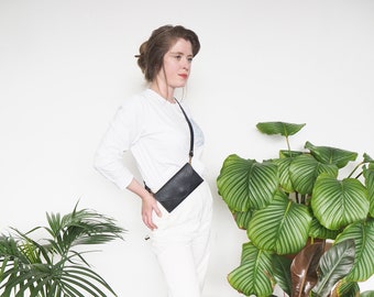 Black Envelope Purse with detachable strap