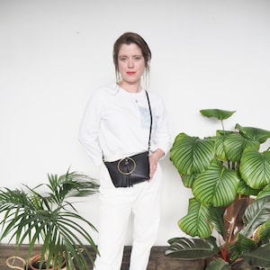 Black Leather Ring Bag