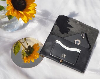 Black Leather Purse with Chain