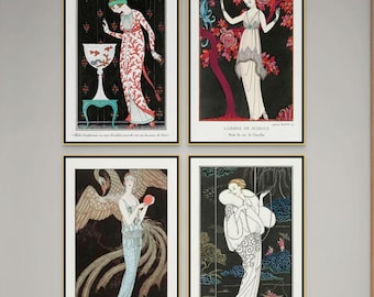 Vintage French Art Deco Fashion Prints: Georges Barbier, 1900s Parisian Style