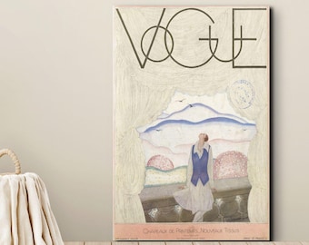 1927 French Vogue Cover Art Deco Print: Parisian Fashion Illustration