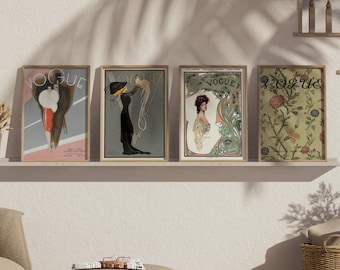 Vintage Vogue Cover Prints Set of 4: Art Deco Fashion Gallery Wall (Digital Download)