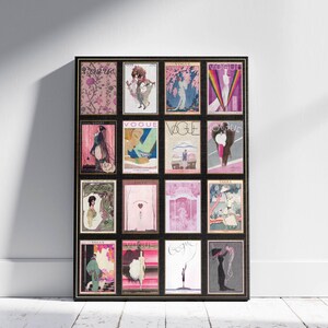 Pink Theme Vintage Vogue Magazine Cover Art Collage:1900s-1920s Art Deco Canvas or Print bild 7