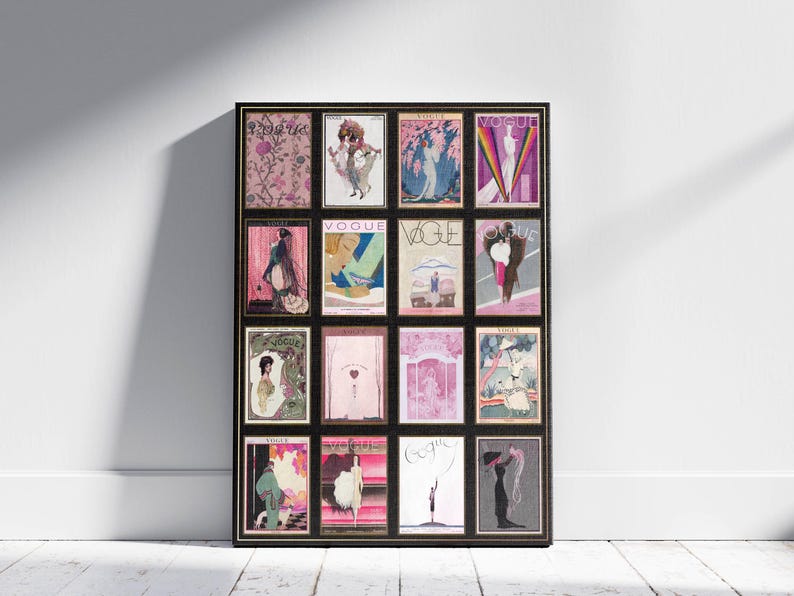 Pink Theme Vintage Vogue Magazine Cover Art Collage:1900s-1920s Art Deco Canvas or Print bild 7