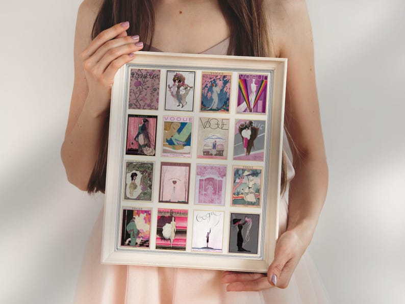 Pink Theme Vintage Vogue Magazine Cover Art Collage:1900s-1920s Art Deco Canvas or Print bild 6