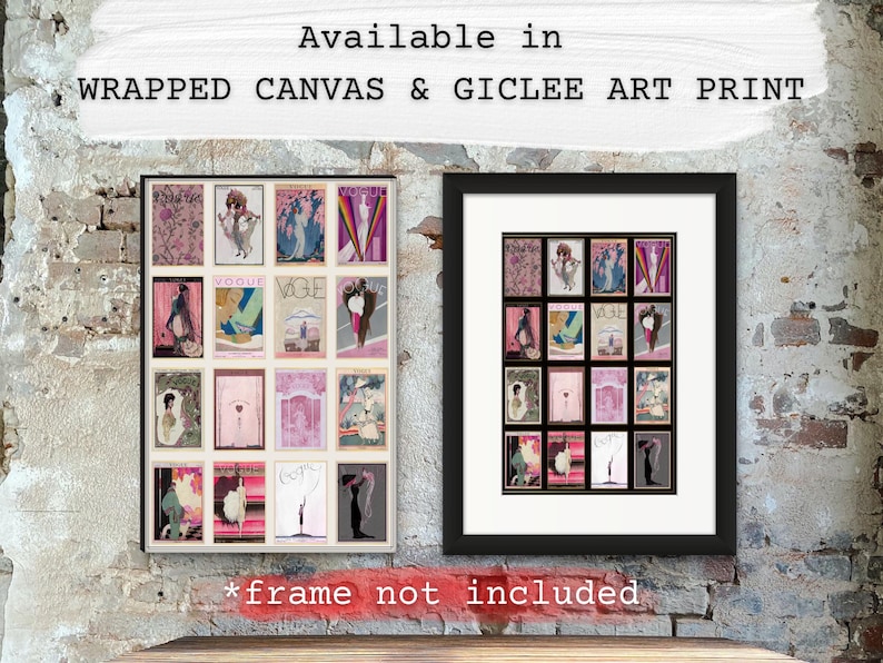 Pink Theme Vintage Vogue Magazine Cover Art Collage:1900s-1920s Art Deco Canvas or Print bild 3