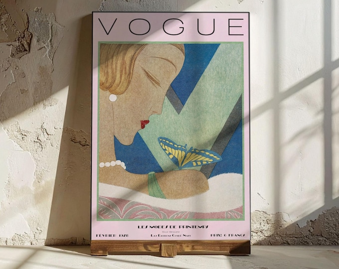 Vintage Fashion Magazine Cover Print | February 1928 Fashion Illustration |  Art Deco Canvas & Prints Wall Art