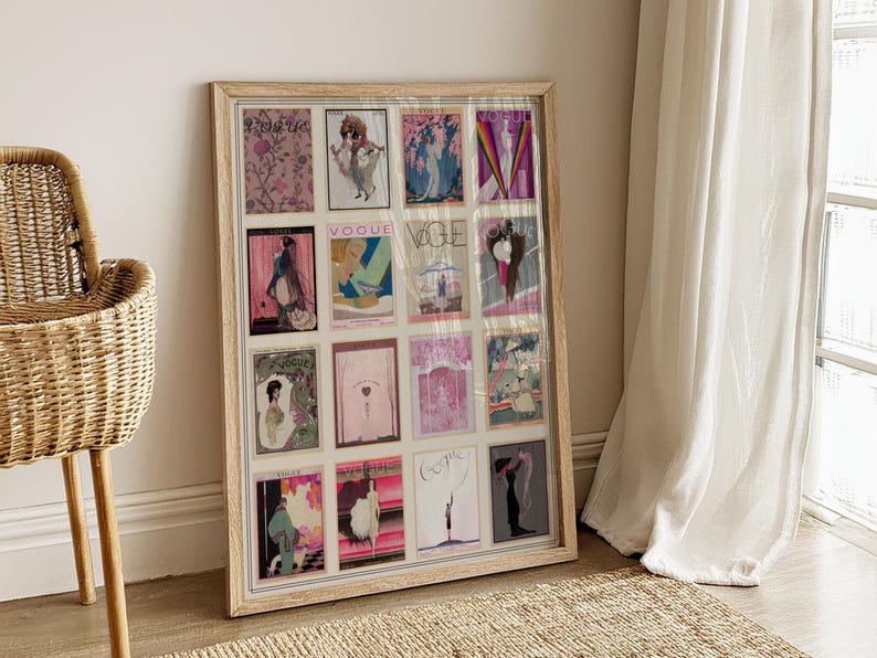 Pink Theme Vintage Vogue Magazine Cover Art Collage:1900s-1920s Art Deco Canvas or Print bild 1