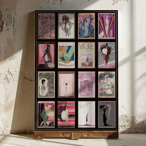 Pink Theme Vintage Vogue Magazine Cover Art Collage:1900s-1920s Art Deco Canvas or Print bild 10