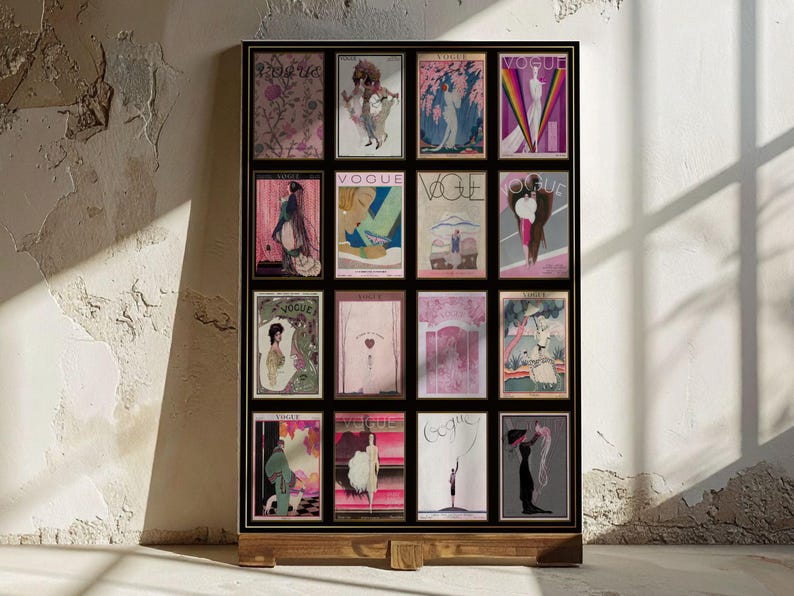 Pink Theme Vintage Vogue Magazine Cover Art Collage:1900s-1920s Art Deco Canvas or Print bild 10