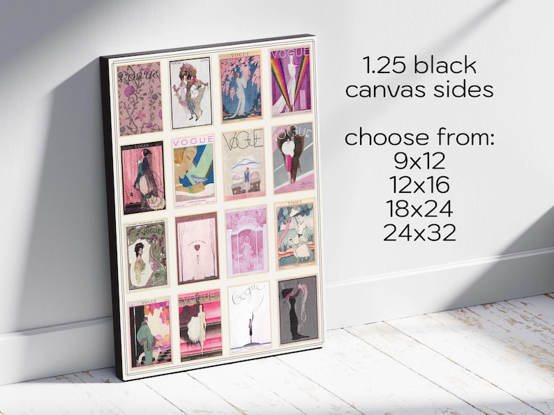 Pink Theme Vintage Vogue Magazine Cover Art Collage:1900s-1920s Art Deco Canvas or Print bild 8