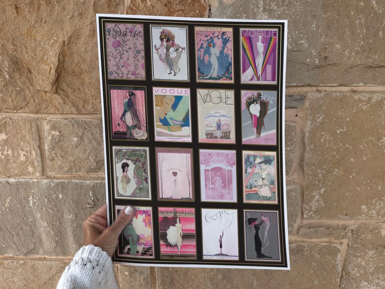 Pink Theme Vintage Vogue Magazine Cover Art Collage:1900s-1920s Art Deco Canvas or Print bild 5