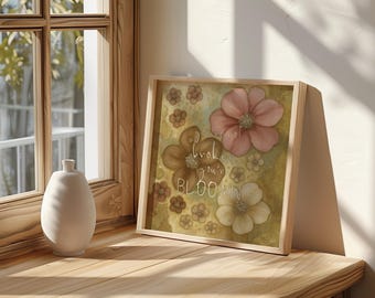 Floral Inspirational Quote Print: Boho Gallery Wall Art (Digital Download)