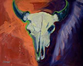 Buffalo Grandfather, Pintura al óleo Original, Arte del Suroeste, Pintura de Nuevo México, Arte de la Pared, Decoración de Nuevo México, Bellas Artes, Pintura sobre lienzo