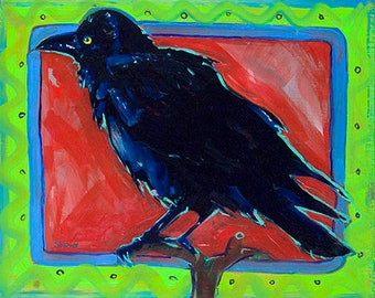 Roter Rabe, Druck von einem Original Ölgemälde von Andrew Shows, New Mexico Painting, SW Art, Fine Art Prints, New Mexico Dekor,