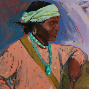 The Watcher, Print from an Original Oil Painting, New Mexico Painting, Southwest Art, Indians, Fine Art Prints, Wall Art, New Mexico Decor