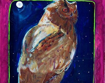 Owl R U, An Original Oil Painting by Andrew Shows, New Mexico Painting, SW Art, New Mexico Decor, SW Painting, Oil on Board, Original Oils