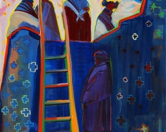 The Gossips, Print from an Original Oil Painting, Southwest Art, New Mexico Painting, Fine Art Prints, Wall Decor, New Mexico Decor