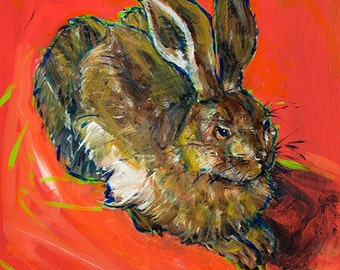 En Durering Rabbit, An Original Oil Painting by Andrew Shows, New Mexico Painting, SW Art, New Mexico Decor, Oil on Board, Santa Fe Art