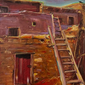 Raven&#39;s Roost, Print from an Original Oil Painting, Fine Art Prints, Southwest Art, New Mexico Painting, Wall Art, New Mexico Decor, Indians