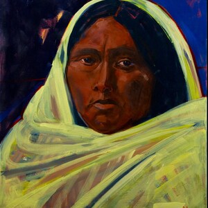 Yellow Vision, An Original Oil Painting, New Mexico Painting, Indians, SW Art, Fine Art, Wall Art, NM Decor, SW Oils, Painting on Canvas