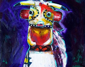 Wakas, Hopi Kachina, Kachina of Cows, Digital Prints, Fine Art Print, NM Print, NM Painting, Southwest Art, Southwest Painting, Santa Fe Art