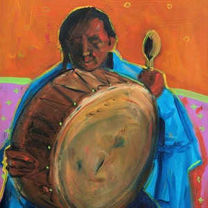 For Whom the Drum Beats, Print from an Original Oil Painting by Andrew Shows, NM Painting, SW Art, Fine Art Prints, New Mexico Wall Decor