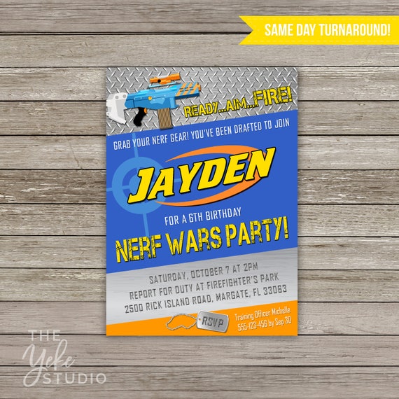 Dart Tag Invitation | Nerf Birthday Party | Nerf War Party Invite | Printable Il_570xn
