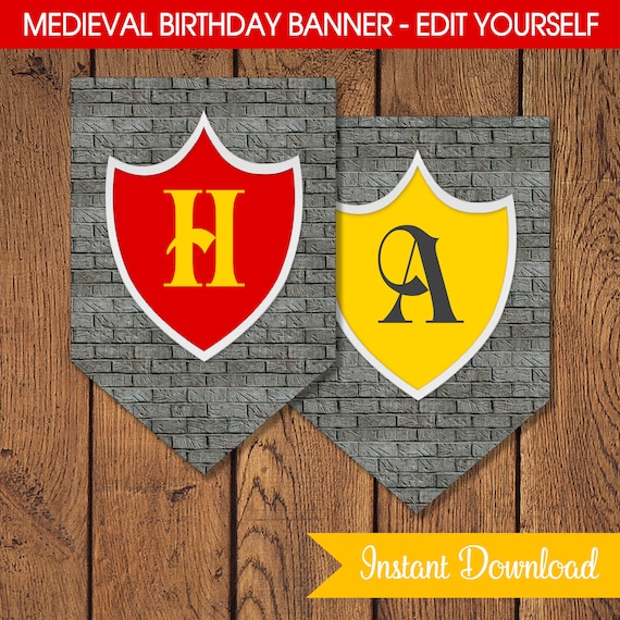 Medieval Knights Birthday Banner Royal Birthday Party Knights