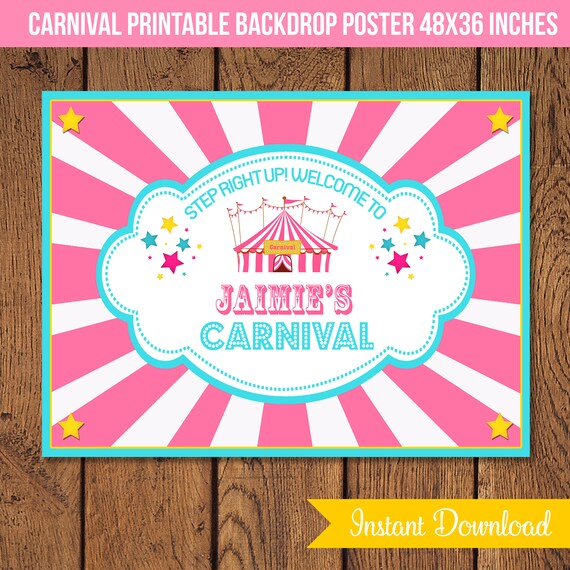 Carnival Party Backdrop Poster | Carnival Birthday Party | 48x36 Carnival Poster | Instant Download | DIY Printable Il_570xn