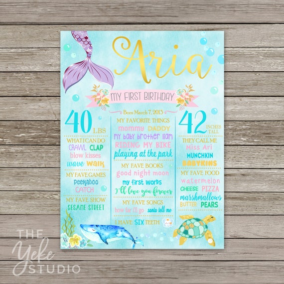 Ocean Chalkboard Poster | Under the Sea Milestone Sign | Under the Sea Party | Mermaid Milestone Sign | Printable Il_570xn