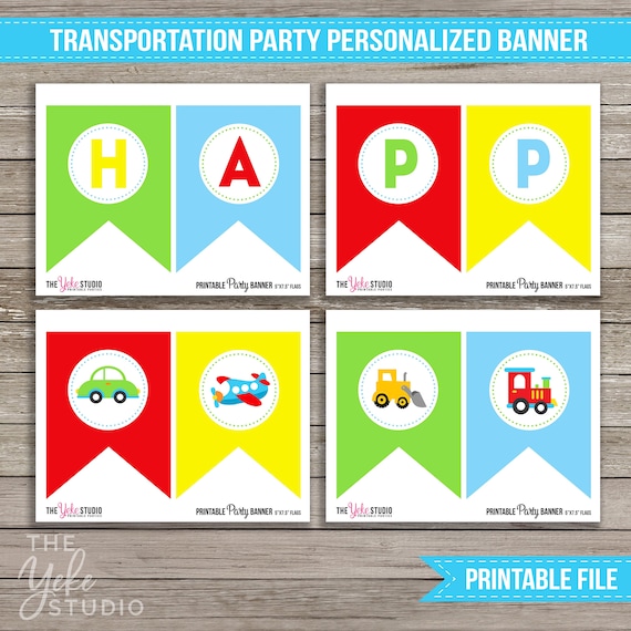 Transportation birthday banner | Transportation birthday | Cars and trucks party | Personalized printable banner Il_570xn