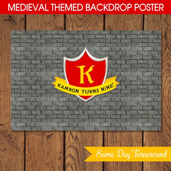 Medieval Party Backdrop Poster | Knights Party Backdrop | Knights Birthday Party | Printable Banner Il_570xn
