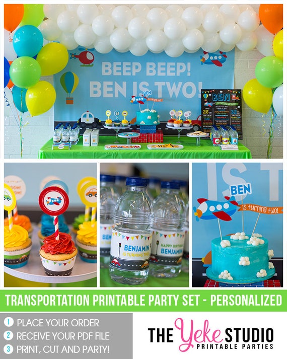 Transportation Printable Party Pack | Transportation Birthday | Printable Personalized Package Il_570xn