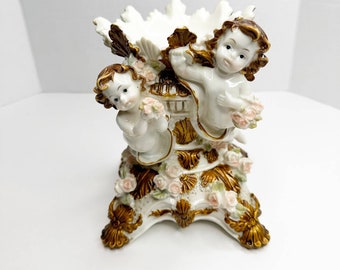 Collectible CHERUB Candle Holder Centerpiece Angel Renaissance victorian decor