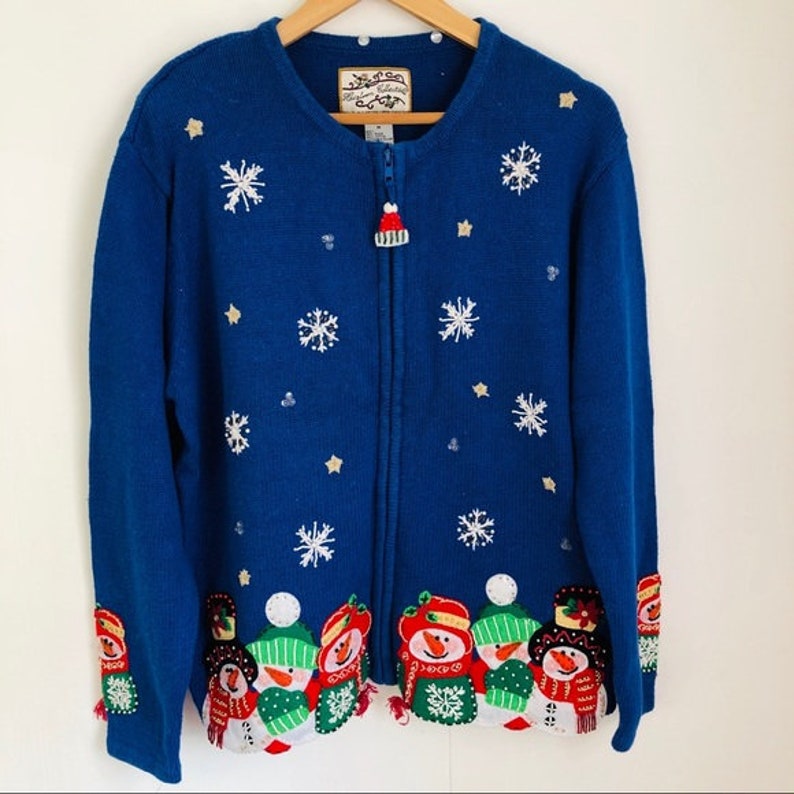 Vintage Christmas Sweater Heirloom Collectible M snowman Christmas sweater
