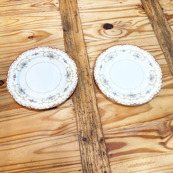 食器 Noritake 2 set , 1 plate&5 saucer Rare Vintage NORITAKE Multi Color Floral Saucer Plates Set
