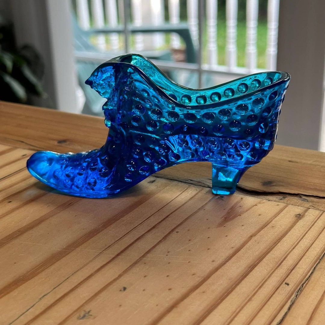Fenton Blue Glass Slipper Etsy