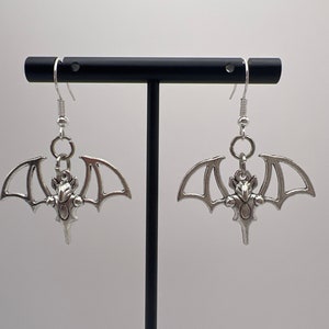 Silver Bat dangle earrings