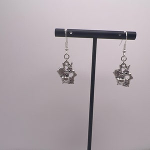Silver Witch with cauldron dangle earrings Halloween