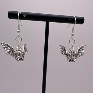 Silver Bat dangle earrings