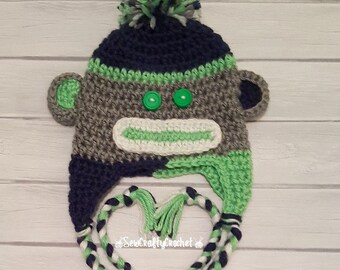 Crochet Seahawks [Inspired] Monkey Hat