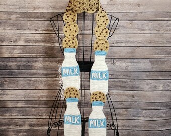 Chocolate Chip Cookies and Milk Crochet Scarf